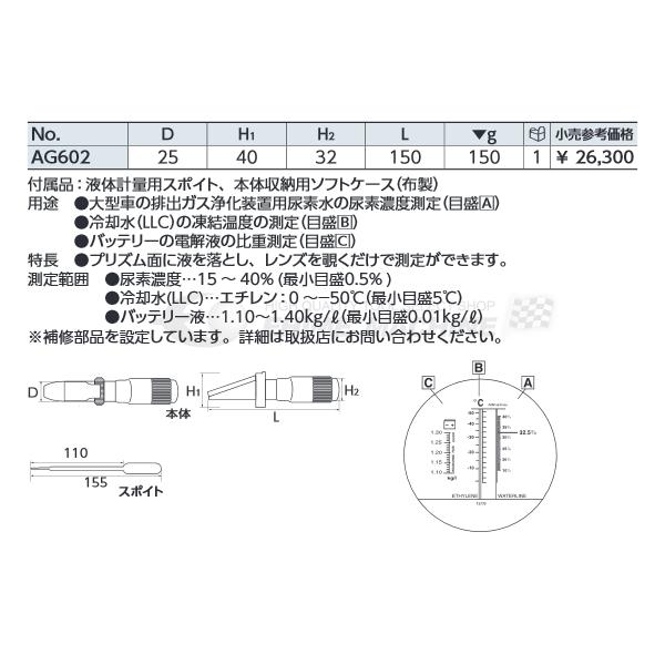 KTC フルードテスタ （尿素水対応タイプ） AG602 クーラントテスター