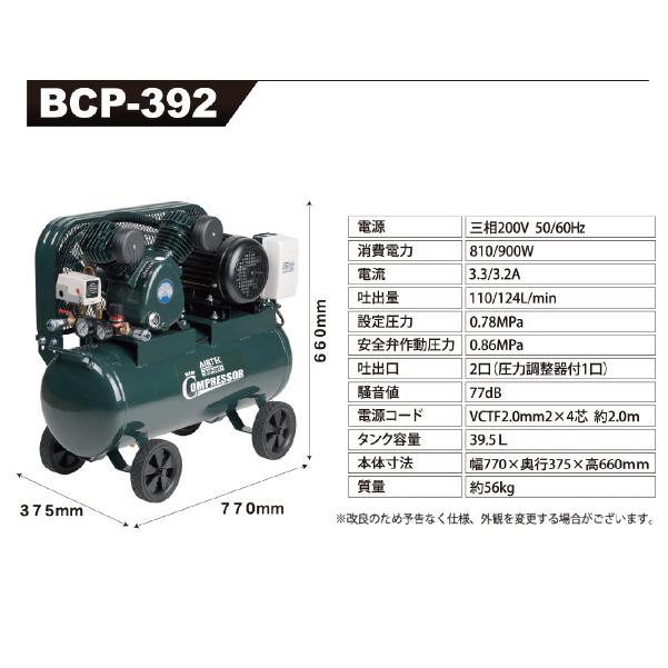 ナカトミ [メーカー直送業者便] AIRTEC 三相200Vエアーコンプレッサー