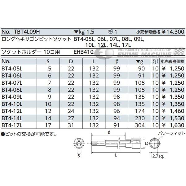 KTC BT4-08L 六角8mm 12.7sq.ロングヘキサゴンビットソケット｜ehimemachine｜02