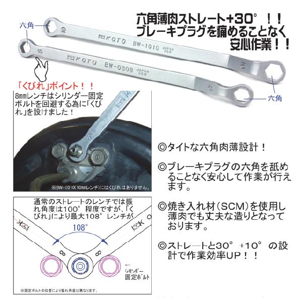 KOTO BW-0808 ブレーキブリーダープラグレンチ 8mm 江東産業 工具