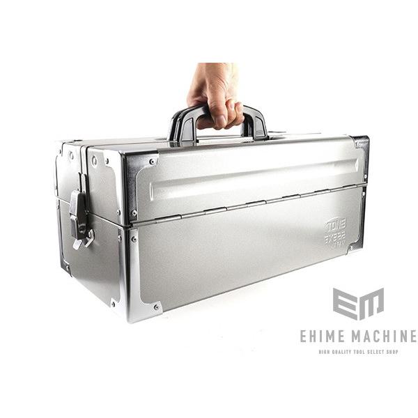 TONE BX322 シルバー ツールボックス TONE（トネ） スチール製工具箱 ツールケース(メタル) V形2段式