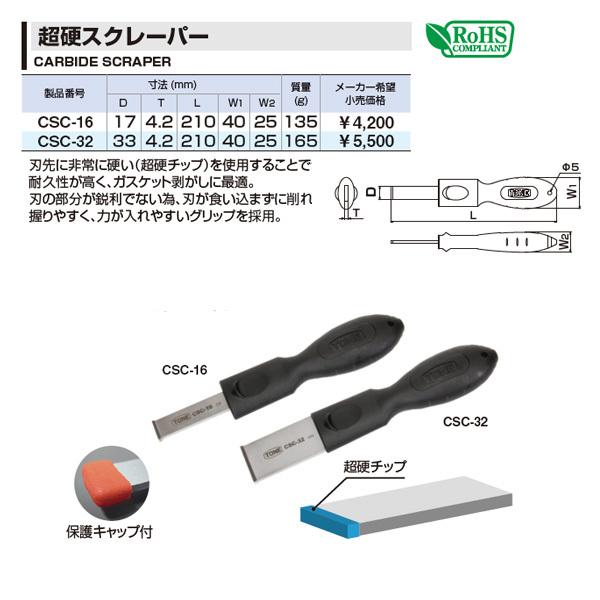 TONE（トネ） 超硬スクレーパー 全長210mm 刃幅33mm (CSC-32