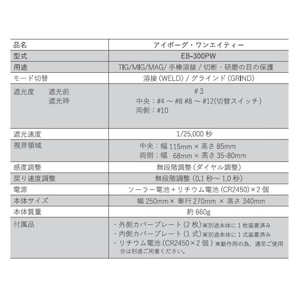 SUZUKID EB-300PW アイボーグ・ワンエイティ 液晶式自動遮光溶接 SUZUKID EB-300PW アイボーグ・ワンエイティ 液晶式自動遮光溶接