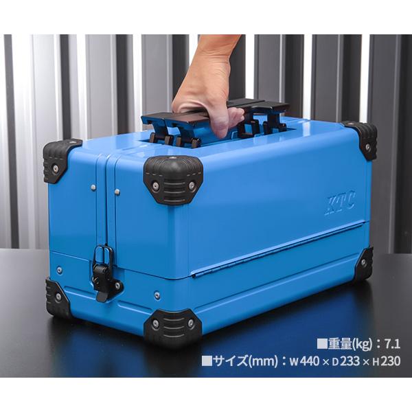 エメ様専門　10リットルケースマット入り　2個セット KTC 両開きメタルケース スカイブルー EK-10ASBL (2026SK限定色) 工具
