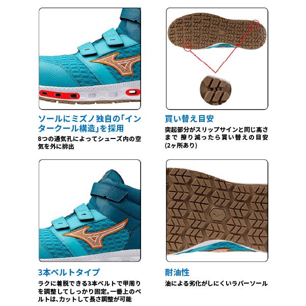 【新品・最安保証】ハイスター giu99 左巻き 安全靴・作業靴 マジック ハイカット ミズノMIZUNO f1ga2409