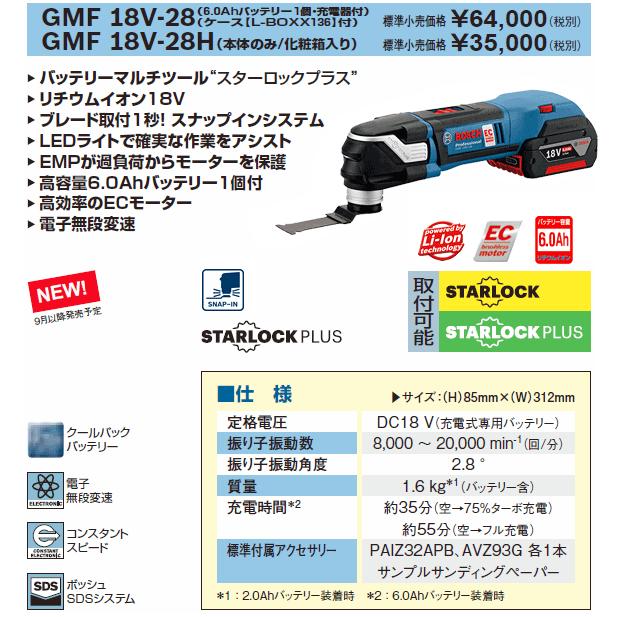 BOSCH ボッシュ マルチツール （スターロックプラス） カットソー GMF 18V-28 （L-BOXX136付）｜ehimemachine｜06