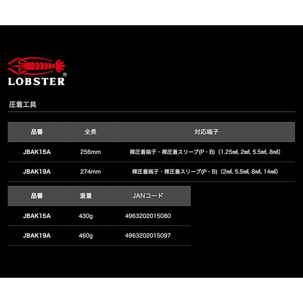 LOBSTER ロブテックス J-CRAFT99 圧着工具 JBAK15A 電装圧着工具 電工