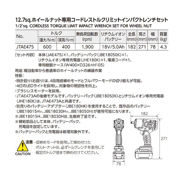 KTC [26SS新商品] KTC 12.7sq. ホイールナット専用コードレストルク