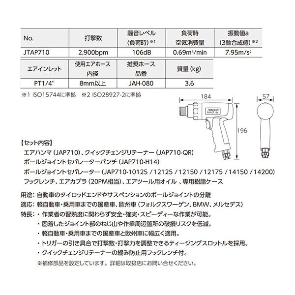 KTC ボールジョイントセパレーター エアハンマーセット 国産・欧州車