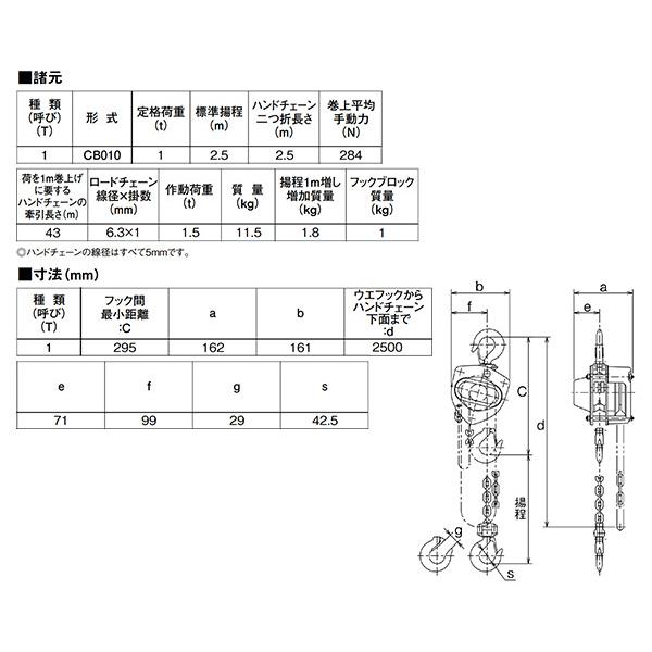 KITO（キトー） キトーマイティ M3形 チェーンブロック 1.0t×2.5m