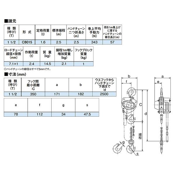 KITO（キトー） キトーマイティ M3形 チェーンブロック 1.6t×2.5m