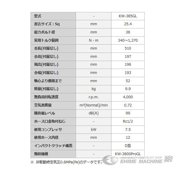 空研 25.4sq. 大型エアーインパクトレンチ KW-385GL 空研 25.4sq. 大型エアーインパクトレンチ KW-385GL