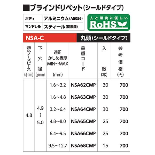 ロブテックス ブラインドリベット アルミニウム／スティール製 6-4(30本入) NSA64CMP【飛脚ゆうパケット対応】 | LOBSTER | 04