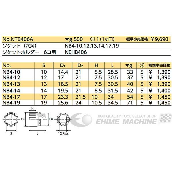 NEPROS NTB406A 12.7sq.六角ソケットセット6コ組 ネプロス｜ehimemachine｜02