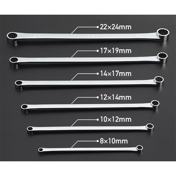 NEPROS NTM11L06 超ロングストレートめがねレンチセット6本組 NEPROS NTM11L06 超ロングストレートめがねレンチセット6本組