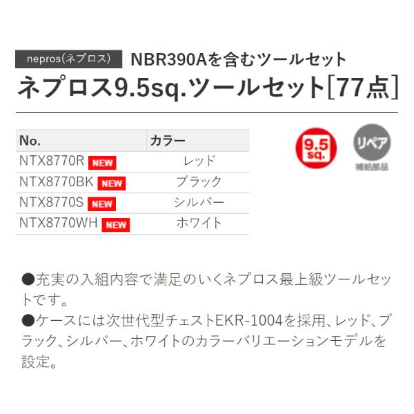 nepros（ネプロス） [メーカー直送業者便] 9.5sq. ツールセット [77点