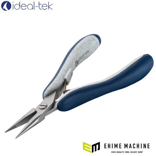 idealtek ESD精密プライヤー 半丸 ロング 140mm ギザ付 ES6024-CR-BG-IT