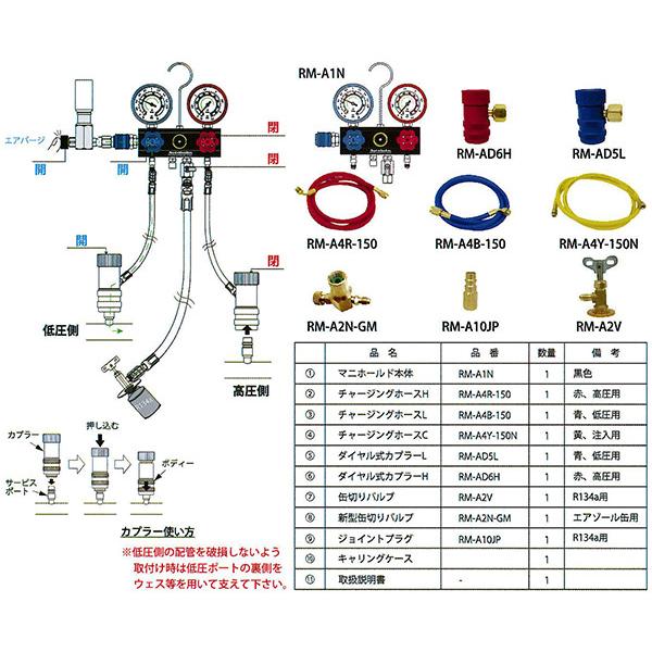 Autobahn R134a ゲージマニホールドキット 缶チャージ対応 (RM-410A