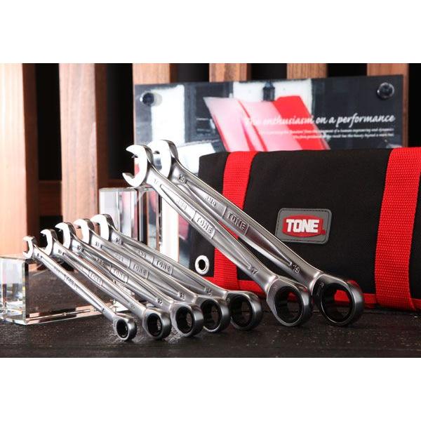 TONE クイックラチェットめがねレンチセット 7pcs (RMQ700)(4953488285895) トネ