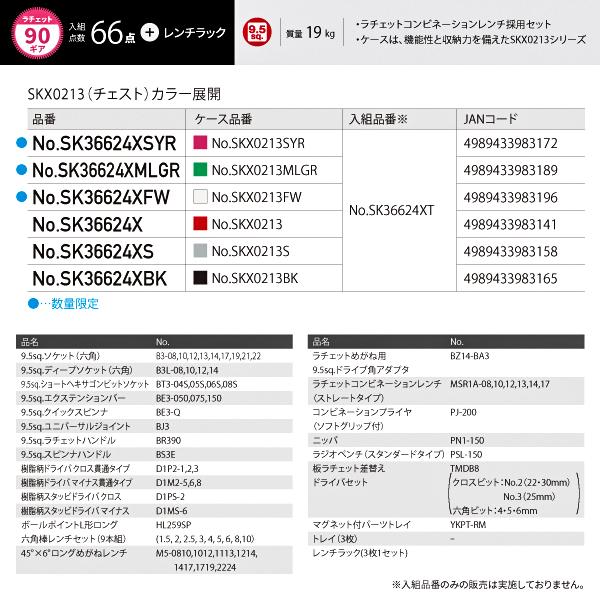 KTC 【限定特価】KTC 9.5sq. 66点 工具セット SK36624XMLGR KTC 【限定特価】KTC 9.5sq. 66点 工具セット SK36624XMLGR