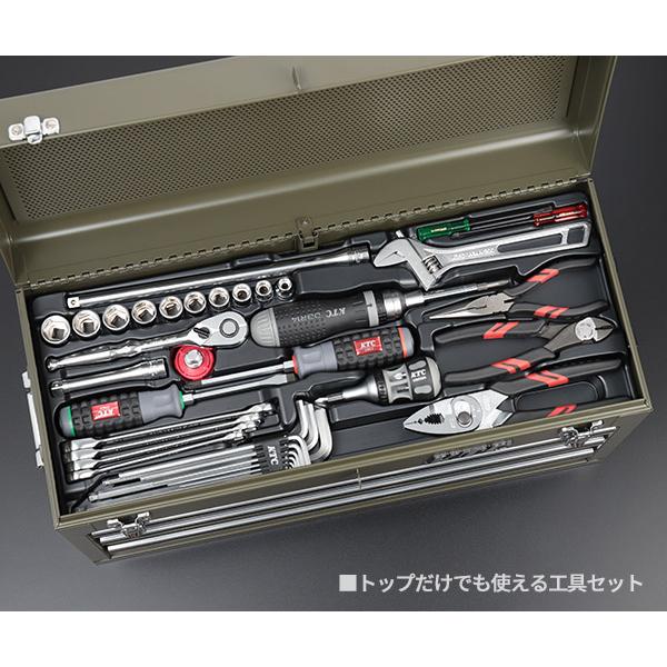KTC (SK37220XODEM) 9.5sq. 72点 工具セット オリーブドラブ チェスト