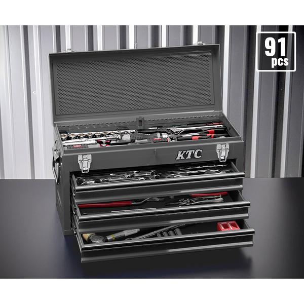 KTC (SK39120XMGYEM) 9.5sq. 91点 工具セット マットグレー チェスト付