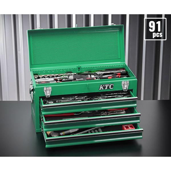 KTC (SK39120XMLGREM) 9.5sq. 91点 工具セット マラカイトグリーン