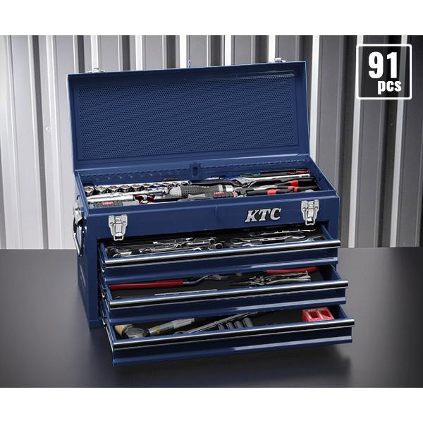 KTC (SK39120XNVEM) 9.5sq. 91点 工具セット ネイビー チェスト付