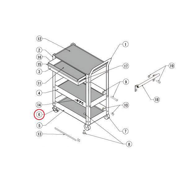 KTC KTC SKX2613/SKX2704用 自在キャスタブレ−キ付 SKX2613-06