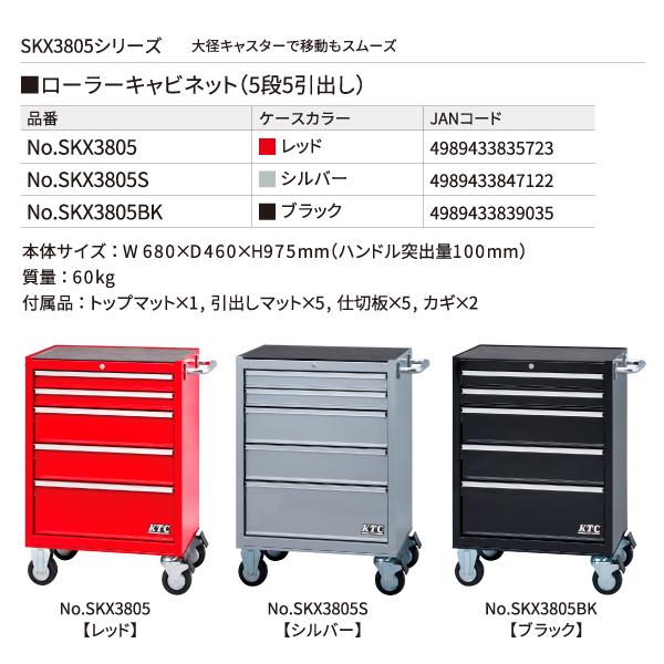 KTC [メーカー直送業者便] ローラーキャビネット SKX3805 レッド 収納