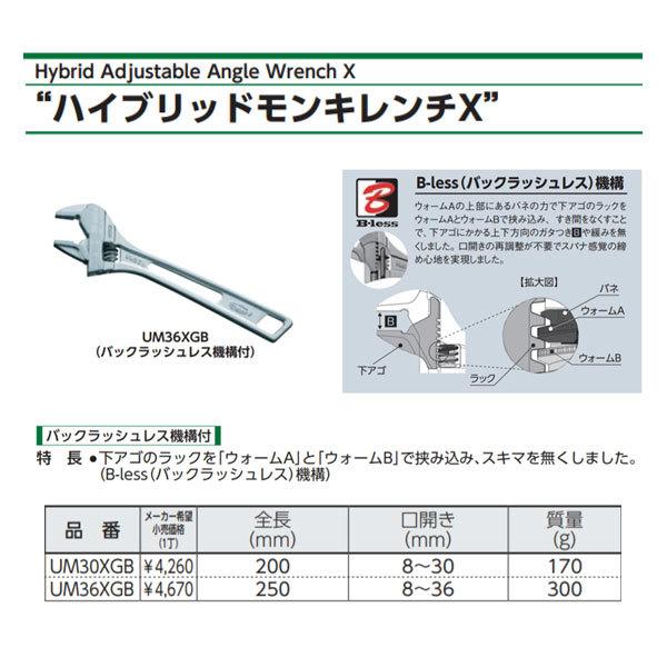 ロブテックス UM36XGB ハイブリッドモンキーレンチX W-ZERO 口 ロブテックス UM36XGB ハイブリッドモンキーレンチX W-ZERO 口