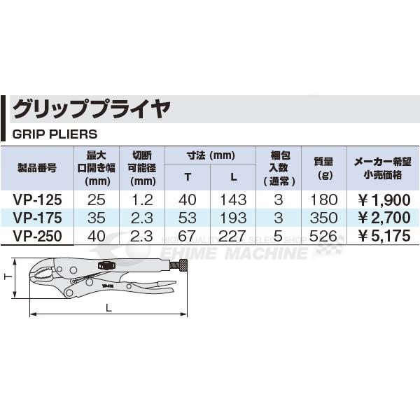 TONE グリッププライヤ VP-125 トネ 工具 【ネコポス対応】｜ehimemachine｜03