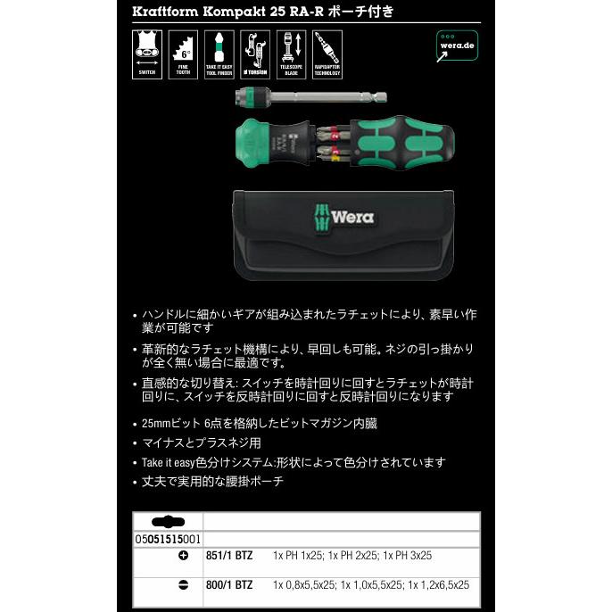Wera（ヴェラ） 【6月の特価品】日本正規品 Wera 051515 ラチェット式 
