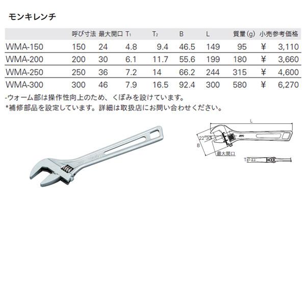 KTC KTC WMA-200 モンキーレンチ ( モンキレンチ ) 全長199mm 京都機械