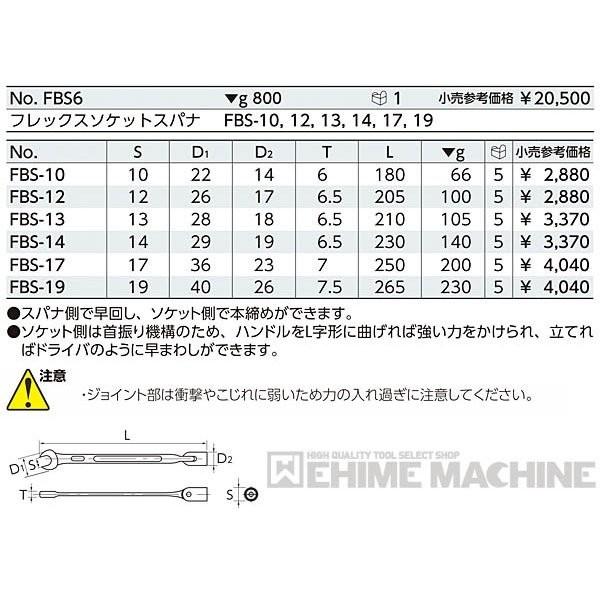 KTC フレックスソケットスパナ FBS-14 【ネコポス対応】｜ehimemachineyshop｜05