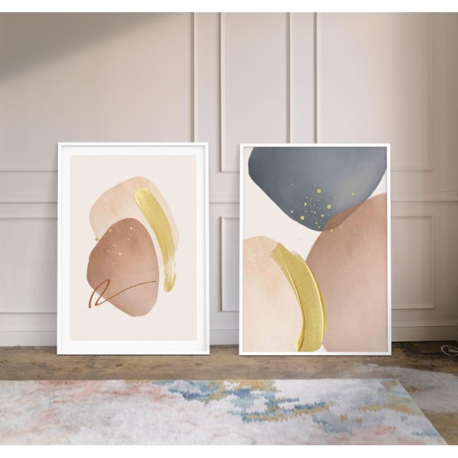 【B2】ポスター インテリア 北欧 アブストラクト 抽象画 ベージュ アート 北欧 ポスター GOLD SPLASH02 アートでお部屋の模様替え 抽象画