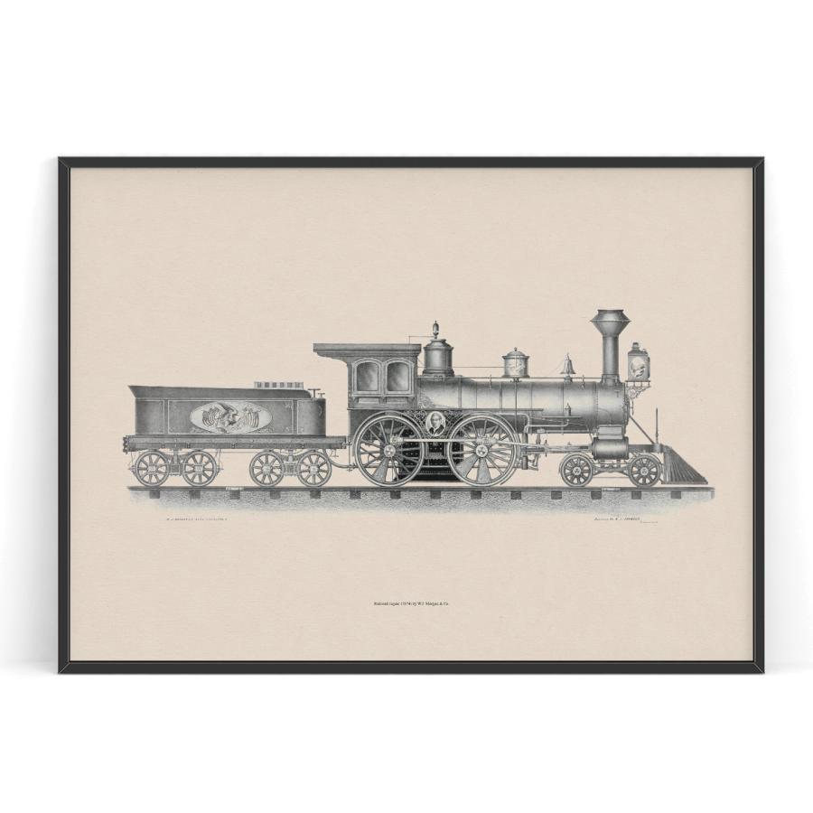 アート ビンテージ 蒸気機関車 2L A4 A3 B3 A2 B2 A1 30×40 50×70