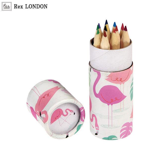 色鉛筆/フラミンゴ(FLAMINGO) 12色 ポップで華やかなデザインが女の子らしい ロンドン生まれ Rex LONDON｜ehon-netcom