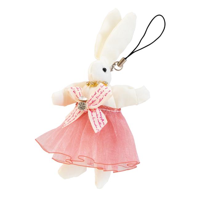 ドレスウサギ ストラップ付 マスコット ピンク グレー 動物 アニマル つい手にとってみたくなるかわいさ 誕生日 ぬいぐるみ キャラクター |  | 01
