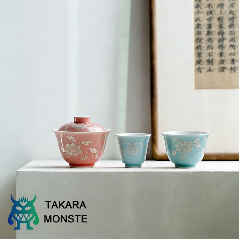 限定 中国茶器 伝統蓋碗 磁器 「牡丹」茶葉 ウーロン茶 お茶 ギフト