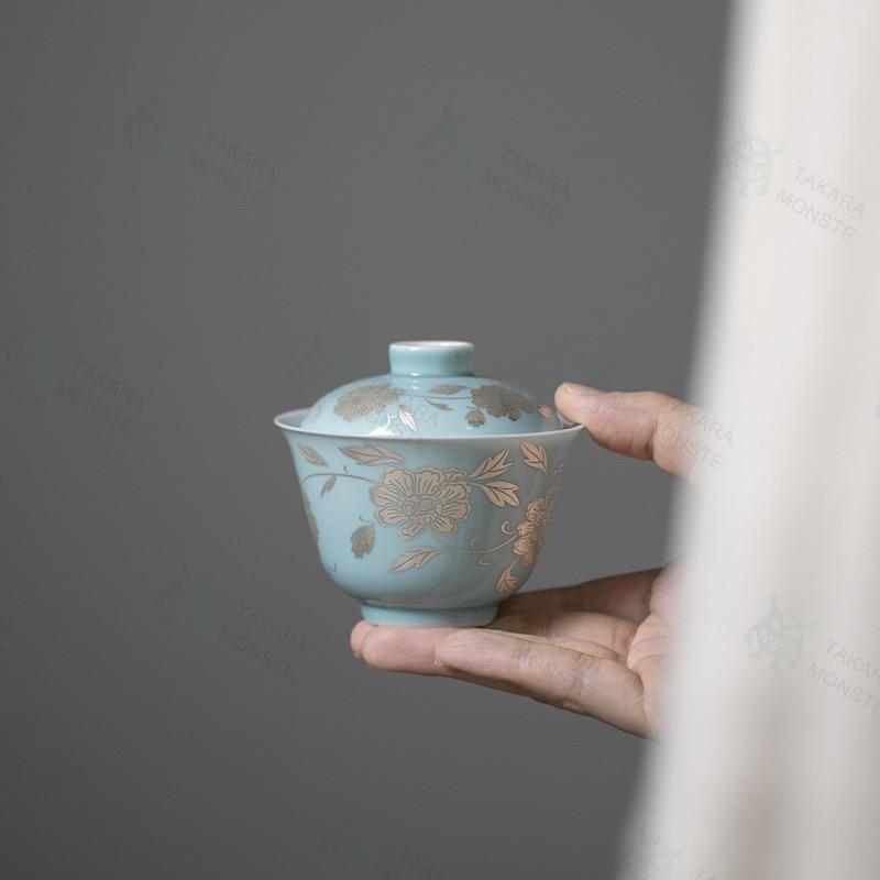 限定 中国茶器 伝統蓋碗 磁器 「牡丹」茶葉 ウーロン茶 お茶 ギフト