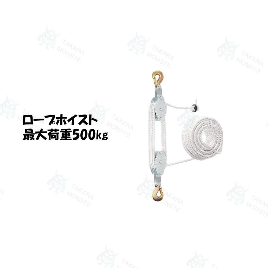 荷吊り、ホイスト 荷重500kg 荷揚げ 吊り上げ 滑車 ロープ 建設 クレーン吊り上げ 手動