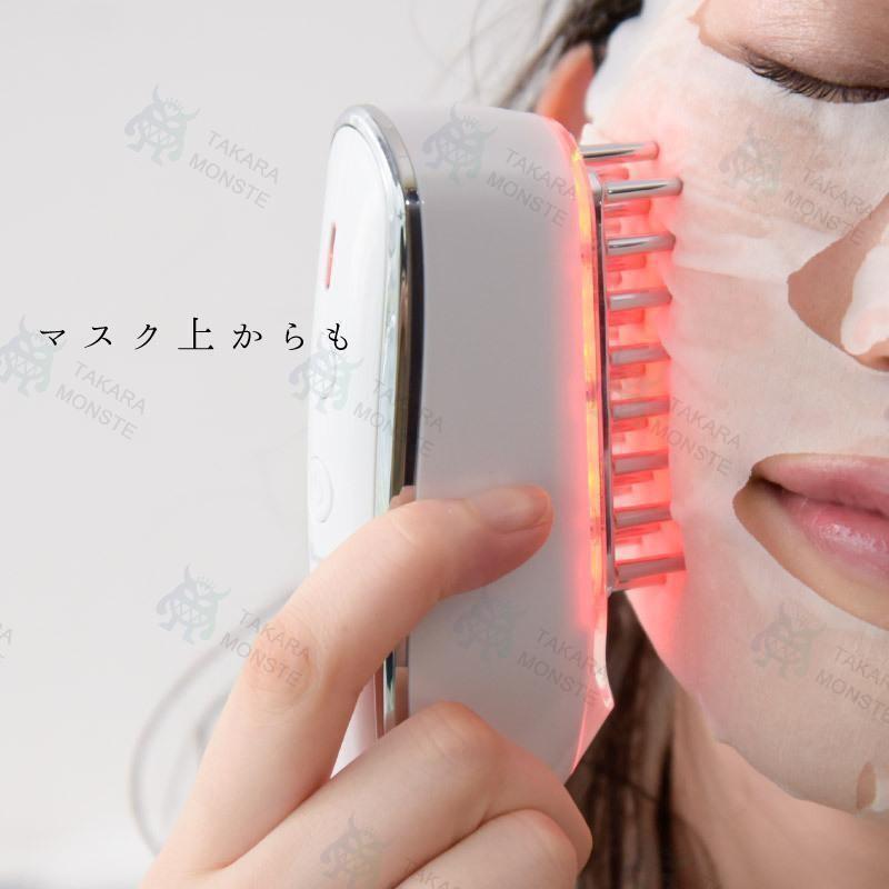 電動頭皮ブラシ コードレス EMS RF温感 赤色LED 高速タッピング ブラシ