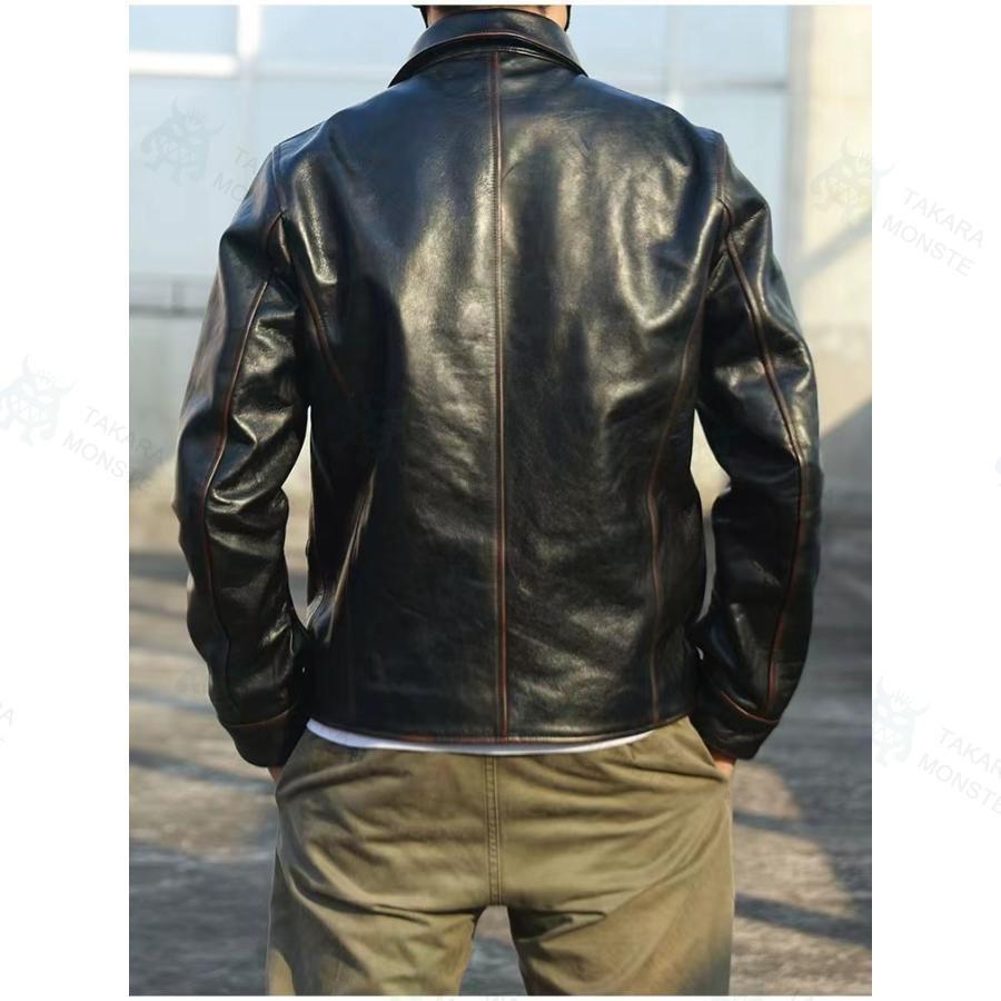 強くお勧め☆1.0mm 茶芯ホースハイド 30's ワークコート レザー