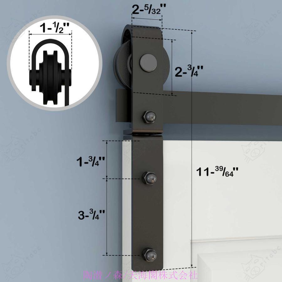 CCJH 吊り引き戸 3FT/91CM レール 折りたたみ式バーンドア金具セット引き扉 トラックレール 両引戸木製 用（ドアがない）