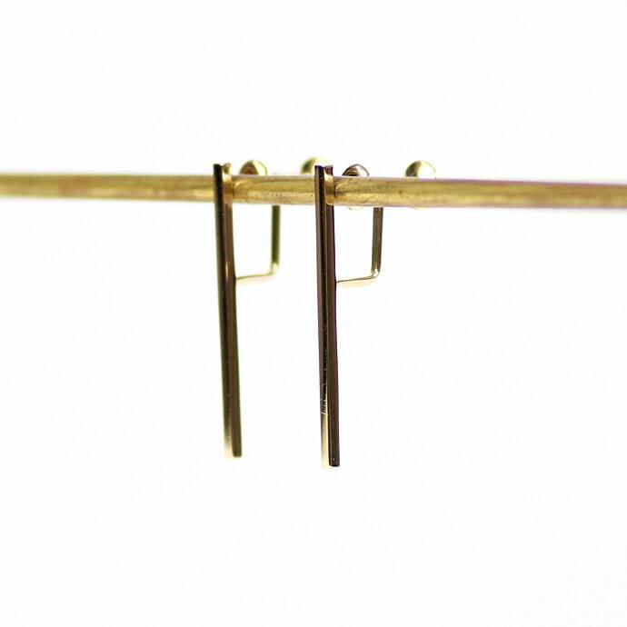 【廃番商品】siki (シキ) / SK-PE19-SVGP ロングバー イヤリング - ゴールド |  | 01