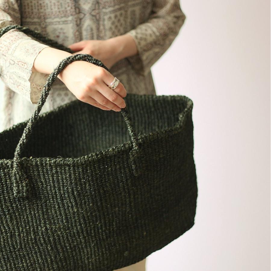 サイザル カゴバッグ 楕円L - ダークグリーン かごバッグ |  | 05