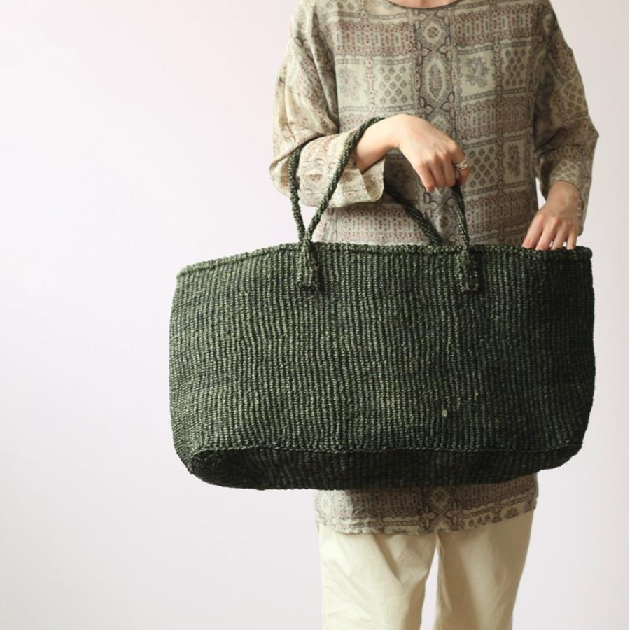 サイザル カゴバッグ 楕円L - ダークグリーン かごバッグ |  | 09