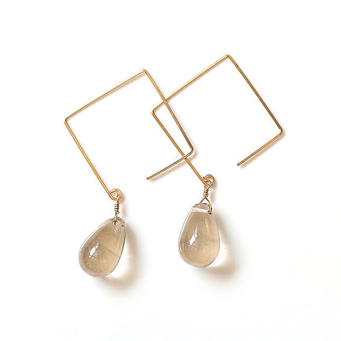 su（スウ） / ceasqon03 スクエアフック ヒトツブピアス - シャンパンカラークォーツ レディース ギフト プレゼント アクセサリー ジュエリー 2… | 