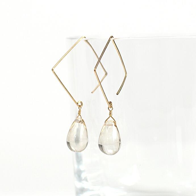 su（スウ） / ceasqon03 スクエアフック ヒトツブピアス - シャンパンカラークォーツ レディース ギフト プレゼント アクセサリー ジュエリー 2… |  | 01